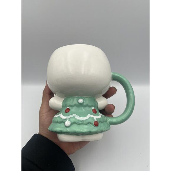 New Hello Kitty Christmas Tree Dress 3D Sculpted Large Ceramic Mug 6” - Picture 5 of 7